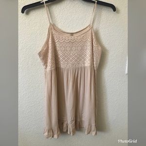 Cream Spaghetti Strap Babydoll Dress